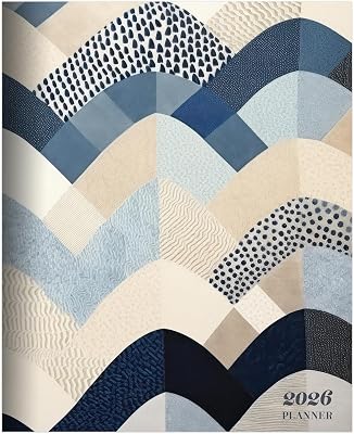 TF Publishing 2026 Quilted Curves Medium Monthly Planner - 2 Page Spreads with Extra Large Calendar Grids and Planning Prompts - 12 Month Planner for School and Work - 6.5in x 8in