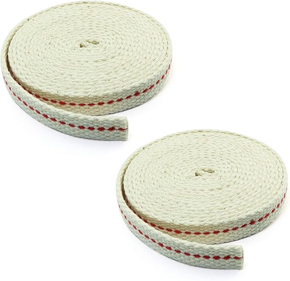Tegg Cotton Lantern Wick 3/8" 13ft Flat Cotton Oil Lamp Wick with Red Stitch