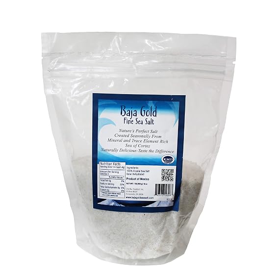 Baja Gold Sea Salt Fine 1 Pound Highest Mineralized Salt Kosher All Natural Healthy Low Sodium Culinary Use Pickle Preserve Ferment Brine Baking Finishing Salt