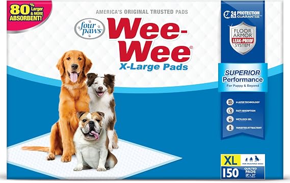 Four Paws Wee-Wee Superior Performance X-Large Dog Pee Pads, 150 Count