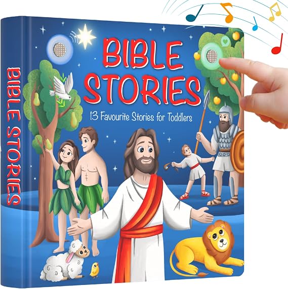 LEARNING BUGS Christian Bible Stories 13 Stories and Prayers for Little Ones, Musical Books for Toddlers, 28-Button Bible Story Book, Musical Toys for Toddlers 1-3