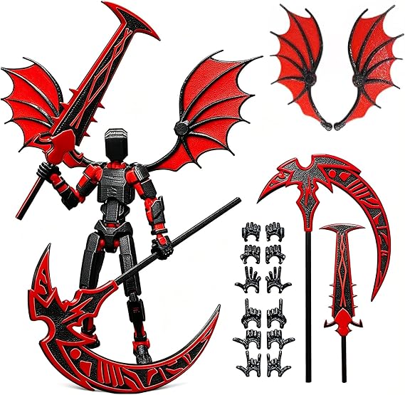 T13 Action Figure - 3D Printed Titan 13 Dummy (Assembled) Multi-Jointed Movable Robot with Weapons & Hands Desktop Decorations Stop Motion Figures for Game Lovers Perfect For Display Birthday