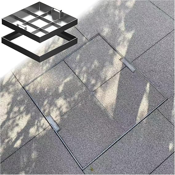 13 15 17 19 21 23 25 27 29 31 33 35 39 41 Inch Drain Recessed Manhole Cover & Frame - Silvery Square Outdoor Embedded Manhole Lid - Rectangle Stainless Steel Inspection Chamber Cover for Patios Garden