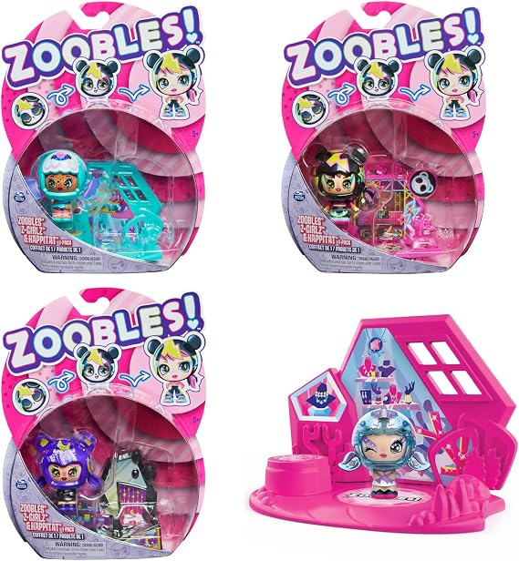 Zoobles, Z-Girlz Transforming Collectible Figure and Happitat Accessory, Kids Toys for Girls Aged 5 and above