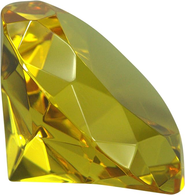 Ruby Glass Diamond Shaped Paperweight (Topaz)