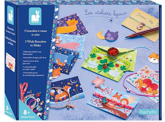 Janod - 5 Bracelets to Create - Les Ateliers Bijoux - Children's Creative Leisure Kit - Fine motor skills and concentration - From 8 years - J09127