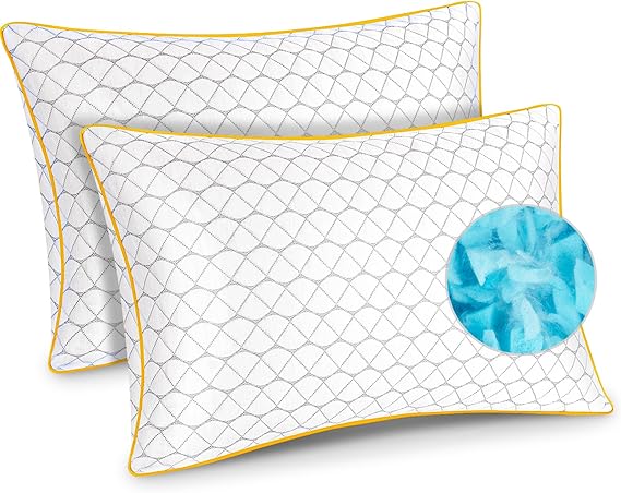Pillows 2 Pack, Shredded Memory Foam Pillows, Adjustable & Cooling, 72x47cm