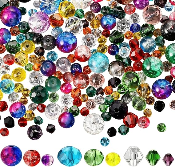 600 Pcs Crystal Glass Beads, Colourful Mixed Beads for Jewelry Making | Glass Assorted Crystal Beads Loose Bead with Hole for DIY Craft Bracelets Necklace Earrings Jewelry Making