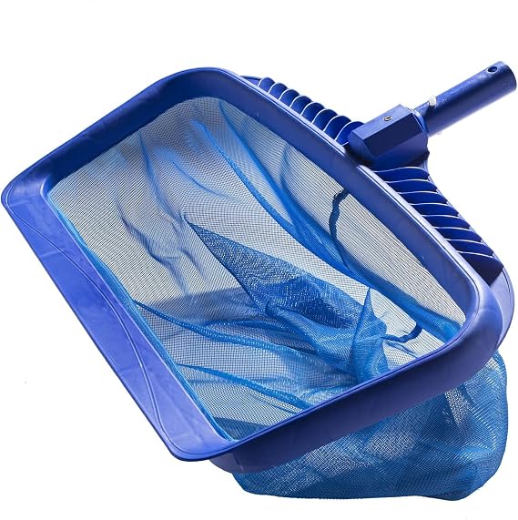 Upgraded Pool Skimmer Net, Heavy Duty Leaf Rake for Cleaning Swimming Pool & Pond, Fine Mesh Deep Bag Catcher with Strong Plastic Frame