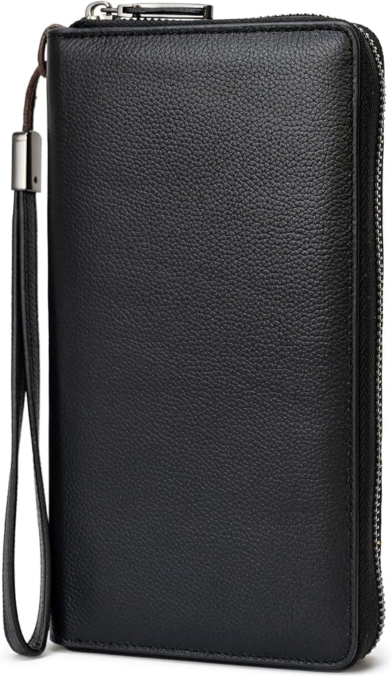Bveyzi Women RFID Blocking Wallet Leather Zip Around Phone Clutch Large Capacity Ladies Travel Purse Wristlet