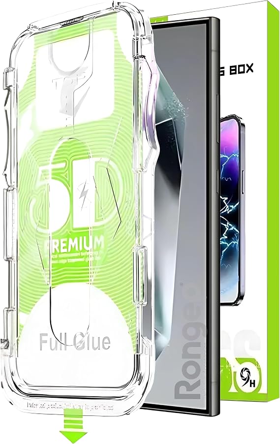 Rongep [Kolay-Kurulum] Samsung Galaxy S24 Ultra için Ekran Koruyucu Netlik ve Dokunmatiği Etkilemeyen Darbelere Dayanıklı Otomatik Toz Toplayan Hizalama Aparatlı Samsung S24 Ultra Ekran Koruyucu