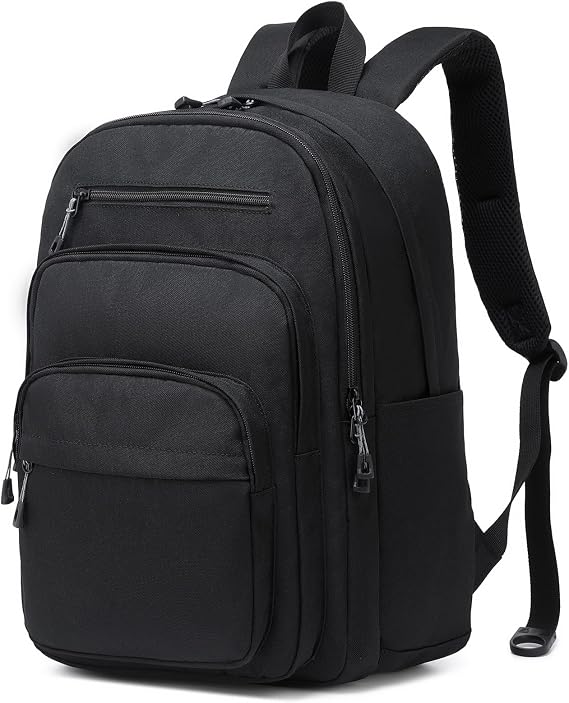 Lanola Basic Multi-Pocket Multipurpose Backpack Classical Water Resistant Student Bookbag For School Business Travel or Casual Daypack Backpacks for Men or Women - Black