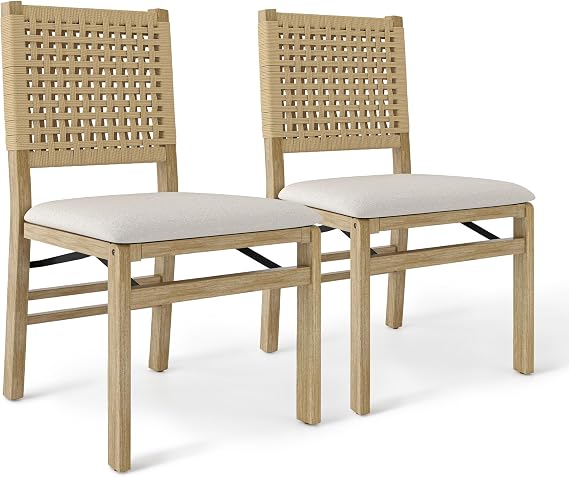 HOMEFUN Folding Dining Chairs Set of 2, Padded Wooden Foldable Chairs with Cushions, No Assembly Required, for Kitchen, Dining Room, Living Room, Balcony, Study,Cafe