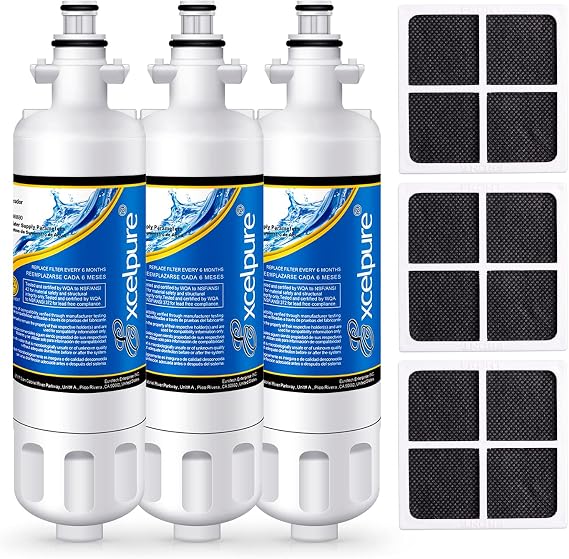 EXCELPURE ADQ36006101 Replacement for LT700P, Kenmore 469690, ADQ36006102, LFXS30766S, LFX31925ST, LFX31945ST, RWF1052, LT120F, 469918, Refrigerator Water and Air Filter Combo, 3PACK