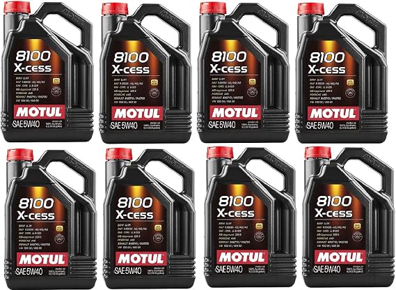 Motul 102870 Set of 8 8100 X-Cess 5W-40 Motor Oil 5-Liter Bottles