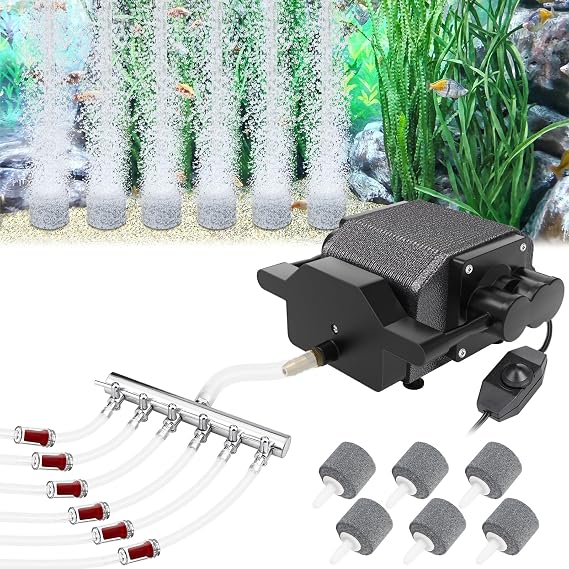 AquaMiracle Quiet Aquarium Air Pump 200/317/475GPH High Pressure Commercial Air Pump Pond Aerator Bubbler Hydroponics Air Pump Oxygen Pump