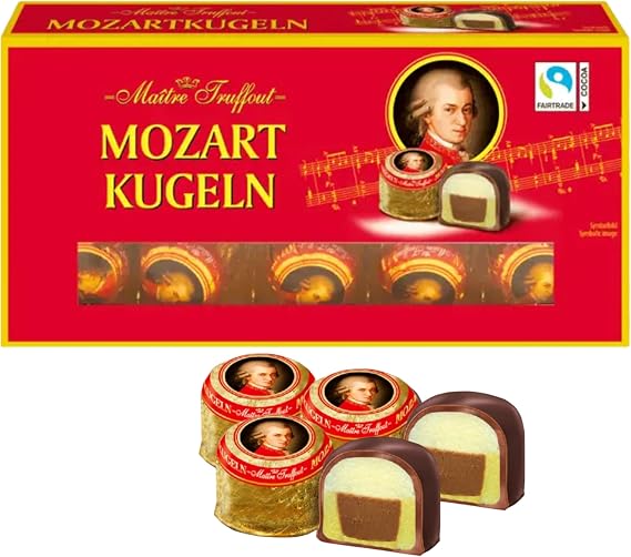 Marzipan Chocolate Gift Box 200g - Mozart Kugeln individually wrapped - mozart kugeln chocolates, chocolate marzipan, Ideal for Christmas marzipan chocolates gifts, cake decorations