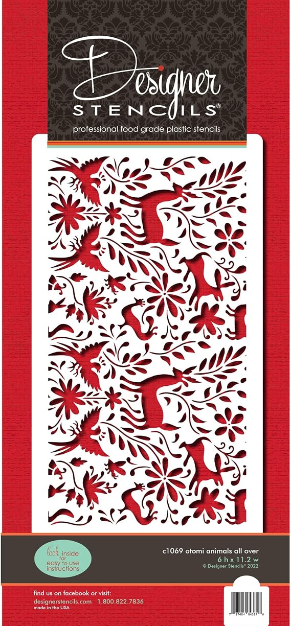 Otomi Animals All Over Cake Side Stencil SKU# C1069 by Designer Stencils