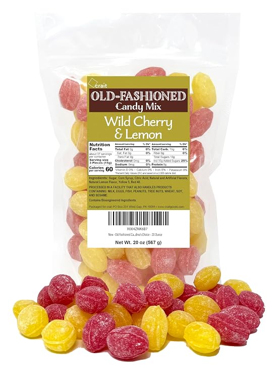 Assorted Hard Candy Old Fashioned, Wild Cherry and Lemon, 20 Ounce