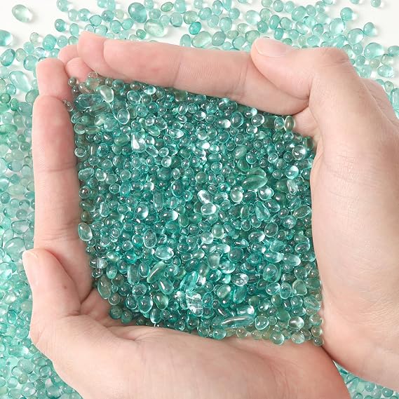 T4U Aquarium Gravel Rocks, Green Glass Pebbles for Fish Tank 2 lb | Smooth rounded decorative stones for aquarium substrate, succulent top dressing, vase filler, terrariums and resin art crafts