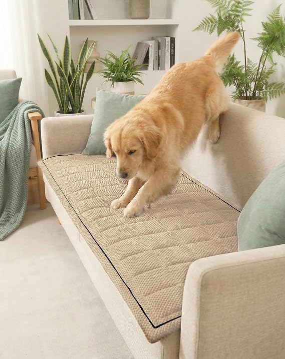 Dog Couch Cover Washable,Non-Slip Pet Sofa Covers Waterproof Sofa Protector | Premium Soft Velvet, Non-Slip Silicone Backing,Waterproof Barrier,Machine Washable,Fits 3-Seat Couch (70x180cm)-Brown