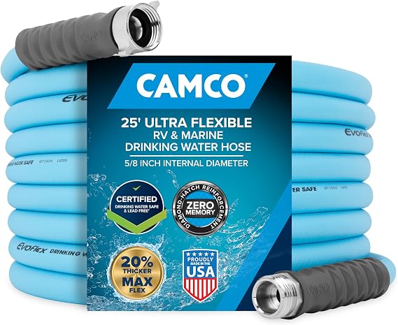 Camco EVOFlex RV Drinking Water Hose, Extra Flexible, 25 Ft, 22591