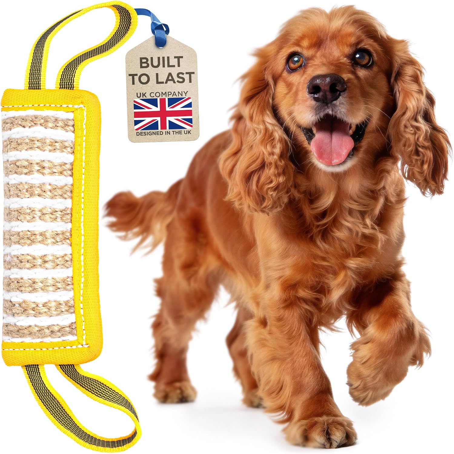 YES4QUALITY Durable Dog Bite Pillow - 20x7.5 cm - Safe Biting Pad with 2 Comfortable & Strong Handles - Tough Jute Tug Toy for Medium to Large Dogs - Ideal for Tug of War, Puppy & Dog Training