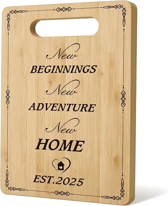 New Home Gifts Cutting Board, House Warming Gifts For Women Men Couple, New Beginning New Adventure New Home 2025 Decorative Bamboo Cutting Board