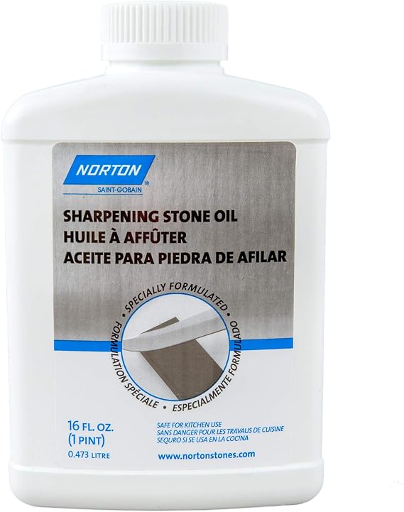 Norton Abrasives - St. Gobain XB5 Sharpening Stone Oil, Specially Formulated Natural Highly-Refined Light Mineral Lubrication Oil, Pharmacopoeia Grade Safe For Kitchen Use, 1 Pint/16 Ounce