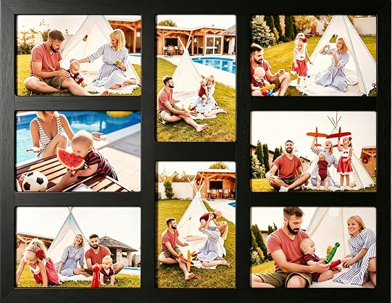 4x6 Collage Picture Frame Family Photos Display - 8 Openings Black