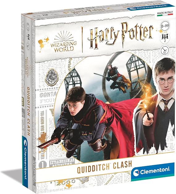 Clementoni - 16638 - Harry Potter - Quidditch Clash - Board Games for 8 Years olds and Older, Family Games for Teens and Adults, 2 Players, Card Games, Fun Challenges, Multicolor