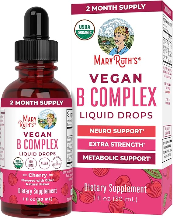 MARYRUTH'S Organic Vitamin B Complex, Biotin, Vitamin B12, Niacin, Folate | B Vitamins Complex, Biotin, Vitamin B12, Niacin, Folate