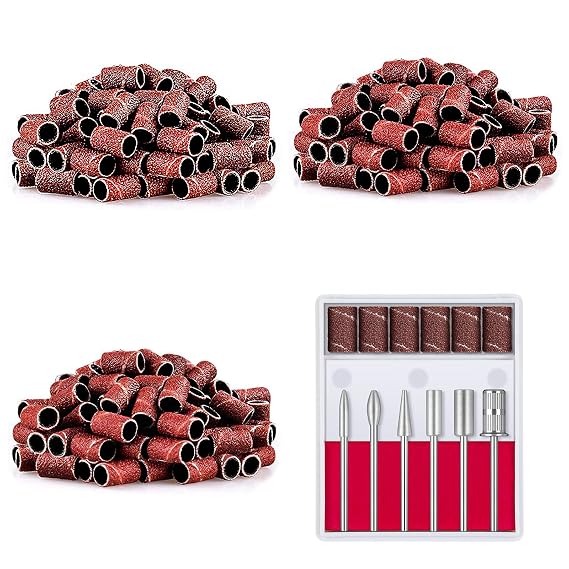 Nail Drill Bits Sanding Bands, 3 Color Coarse Fine Medium Grit Efile Sand Set Size #80#120#180 Electric File Nail Bits 3/32 Inch for Acrylic Gel Nails Cuticle Manicure Pedicure Polisher | Efile Sand Set Size #80#120#180 Electric File Nail Bits 3/32 Inch for Acrylic Gel Nails Cuticle Manicure Pedicure Polisher
