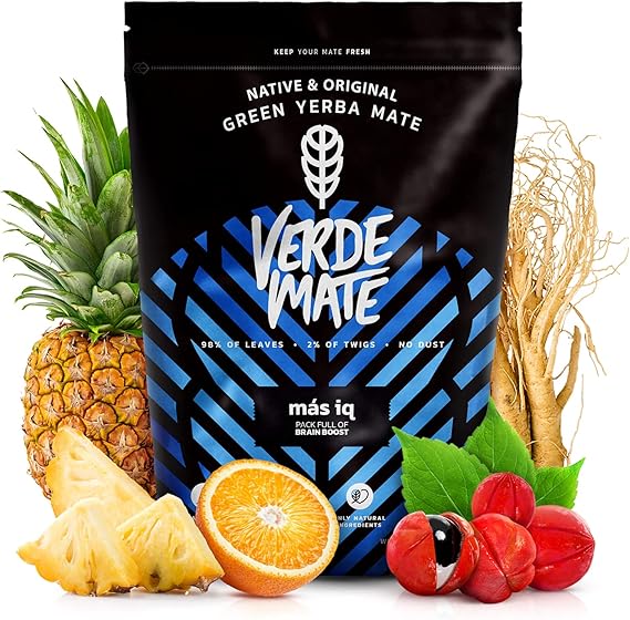 Verde Mate Green Mas IQ 0.5kg | Aromatic yerba mate with herbs and fruits | Mate tea | Mild taste | Natural caffeine | Yerba mate tea from Brazil | Air-dried green yerba mate | 500g