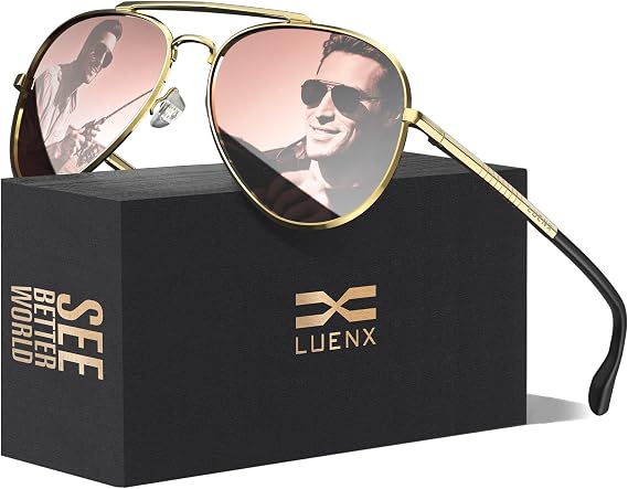 Luenx Aviator Polarized Sunglasses Men Women Classic UV400 Driving