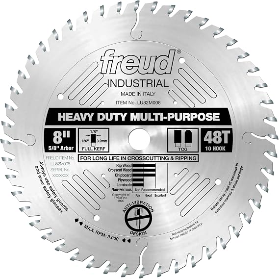 Freud LU82M008: 8" x 48T Heavy Duty Multi-Purpose Blade