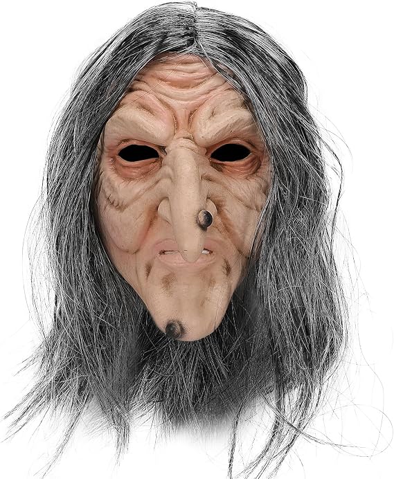 Evil Witch Mask Halloween Old Lady Realistic Face Mask Adult