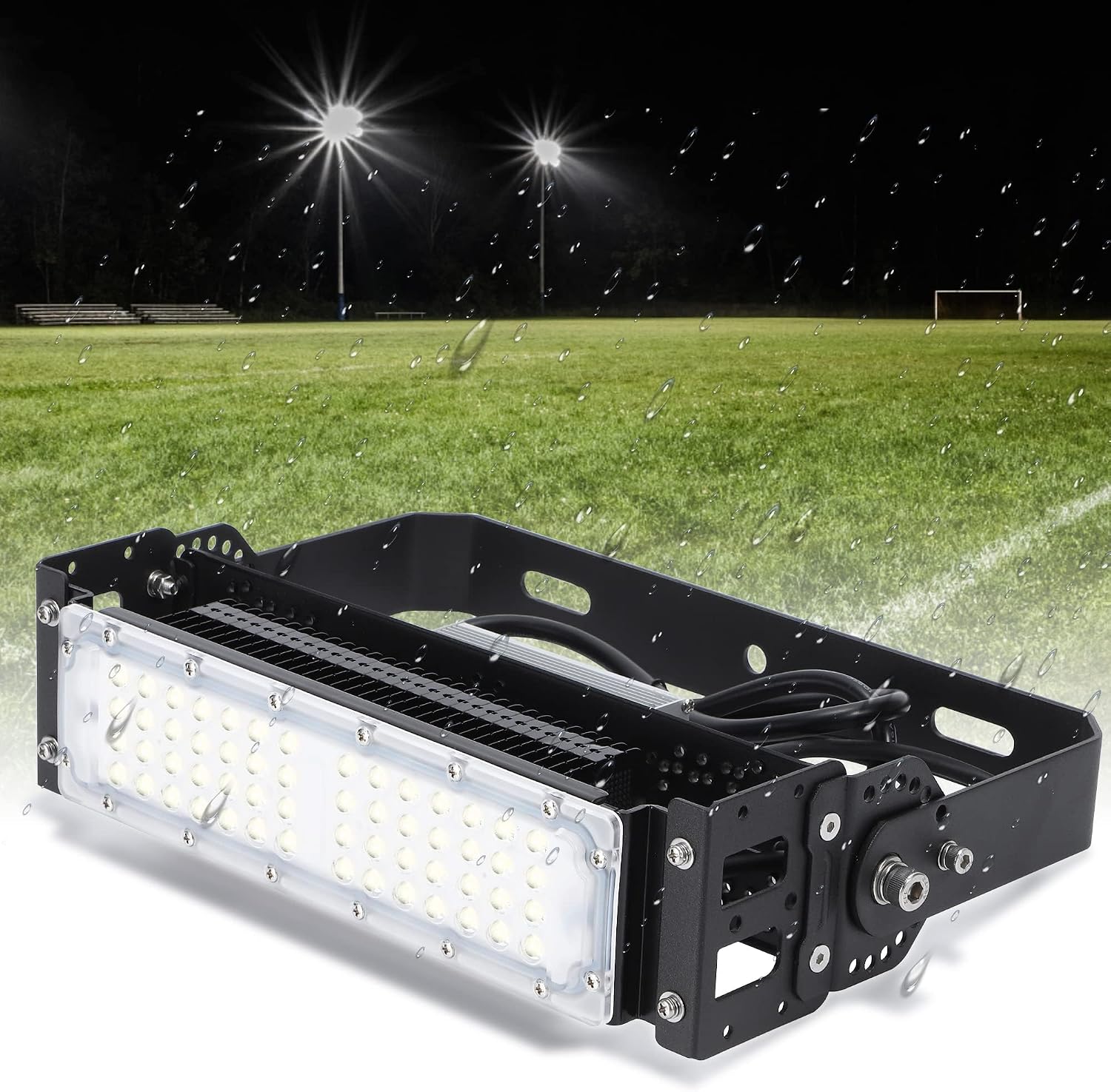 LED Stadium Light 50W Flood Light 6500LM 6500K AC100-265V Stadium Flood Light IP66 Waterproof Lighting Fixture for Stadium, Playground, Dock, Square, Outdoor Area Lighting [Energy Class A]