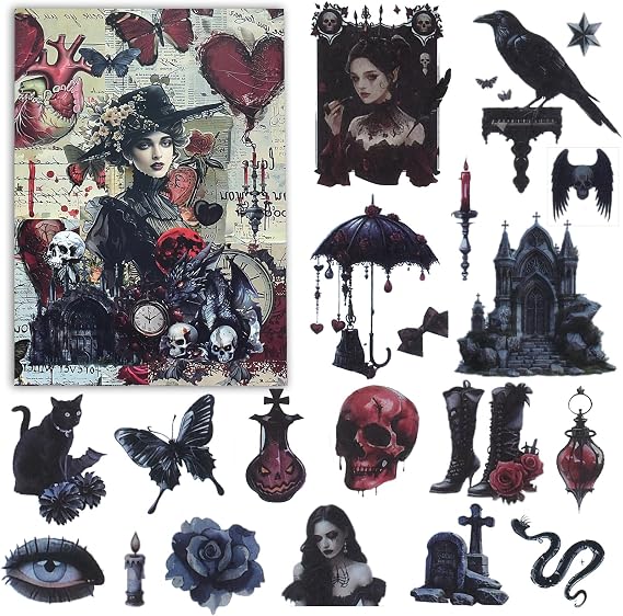 DAPUTOU 550PCS Vintage Scrapbook Stickers Books 24Sheets Vintage Stickers | Butterfly Garden Flowers Gothic Stickers for Scrapbooking Supplies Aesthetic Junk Journal Journaling Craft