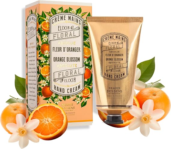 Orange Blossom Hand Cream 75ml - Very Dry Hands - Panier des Sens | Vegan hand moisturiser with almond & olive oils, 96% natural origin, sunny orange blossom scent, made in France.