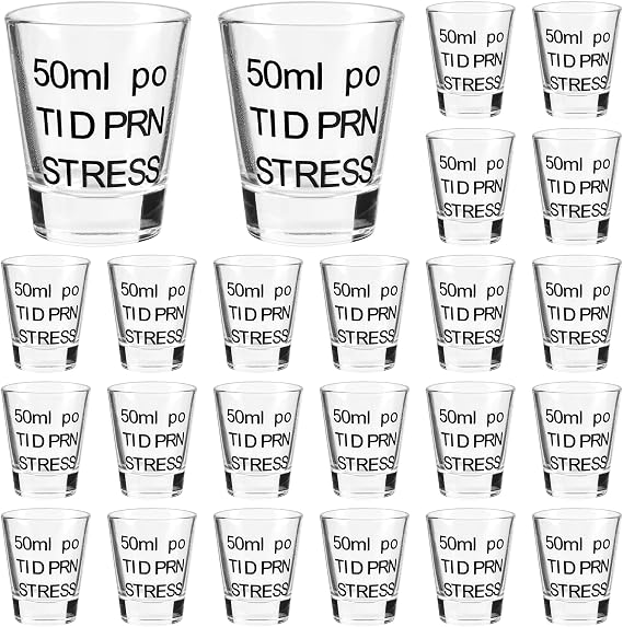 Kolewo4ever 24-Piece Funny Nurse Shot Glasses, 1.75 oz, Transparent, Glass, Reusable, Party, Nursing Events, Gifts