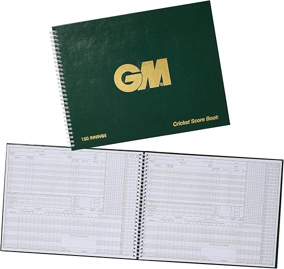 Gunn & Moore GM Cricket Scorebook | Bowling Analysis | Green with Gold GM Logo | 60 or 100 Innings