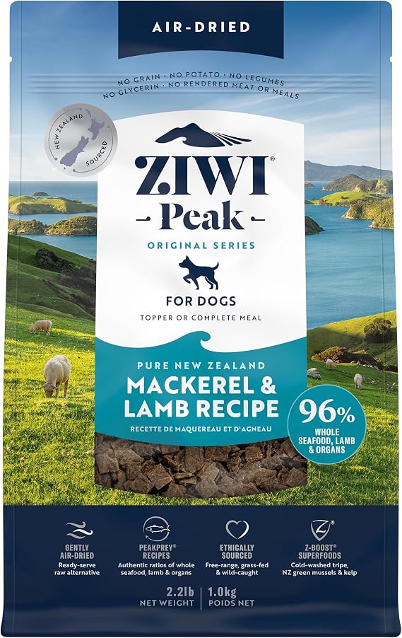 ZIWI Peak Air-Dried Dog Food Mackerel & Lamb - All Natural, High Protein, Grain Free, Limited Ingredient w/ Superfoods (35.2oz)