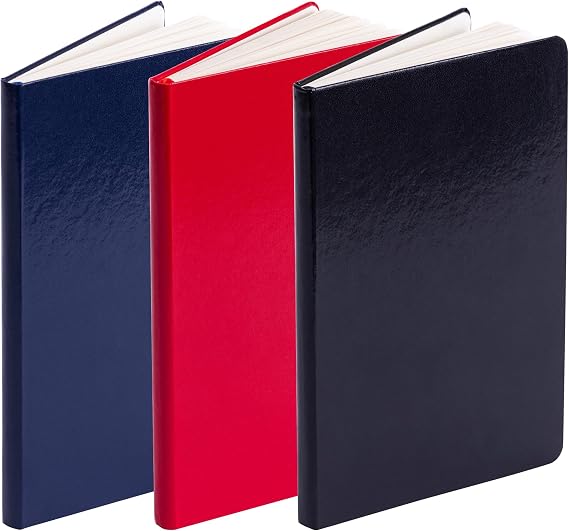 evelay Premium A5 Lined Notebooks Pack of 3 - Hardback Ruled Notes Journals with Elastic Closure - With 240 Pages Each for School Work Office Use