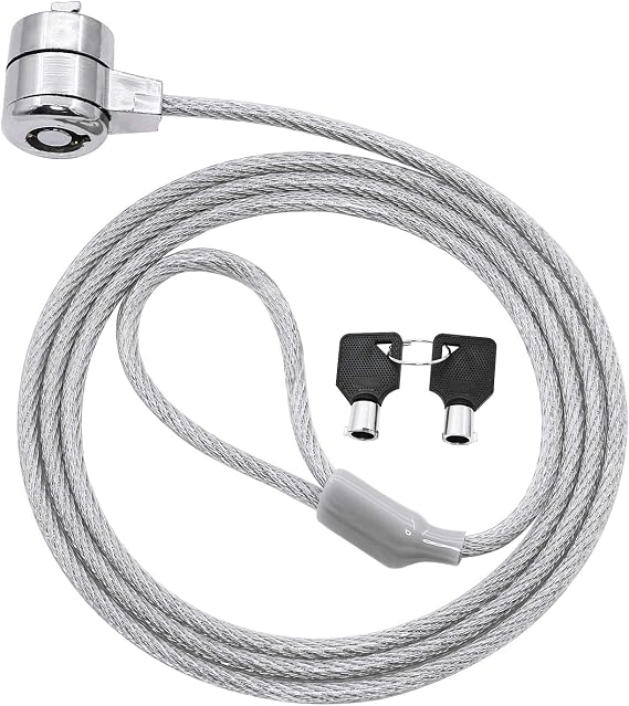 YACSEJAO Notebook Lock and Security Cable Laptop Cable Lock Hardware Security Cable Lock Anti Theft for All Devices with 3x7mm Keyholes are Supported(1.2M/3.9FT)