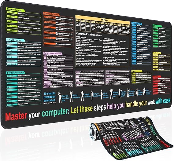 Excel Cheat Sheet Desk padContains 9 Major Excel Function modules XXL Size