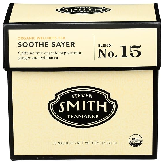 STEVEN SMITH TEAMAKER Smith Teamaker Organic Soothe Sayer No. 15 (Caffeine-free Organic Wellness Tea), 1.05 Oz, 15Count