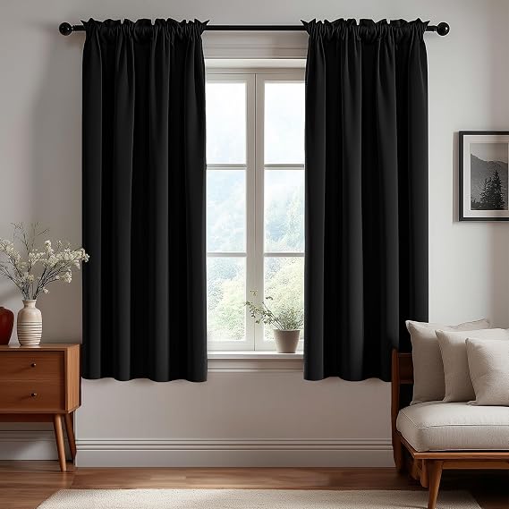 Deconovo Black Out Curtains 45 Inches Long for Living Room and Bedroom