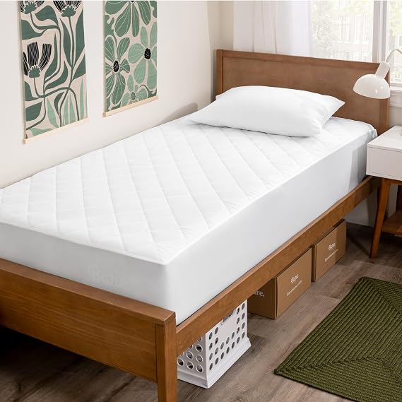 Bare Home Quilted Fitted Mattress Pad (Twin, White)