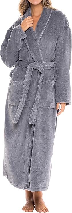 Alexander Del Rossa Women's Plush Fleece Robe with Pockets, Long Bathrobe